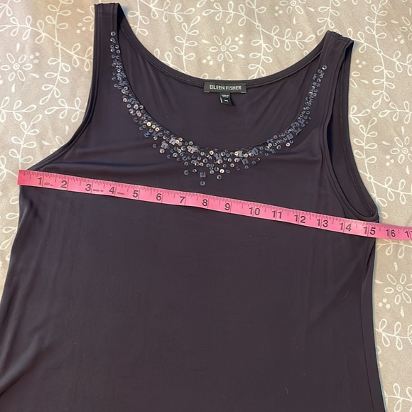 Eileen Fisher system twinset plum purple beaded cami with cardigan set XS - Picture 8 of 14